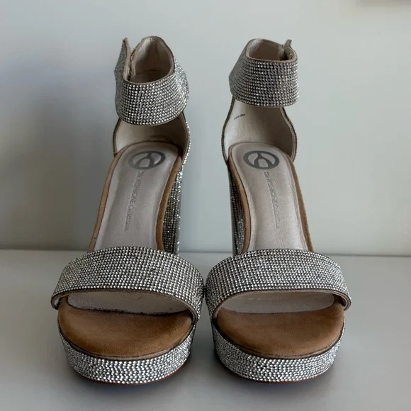 Silver Rhinestone Platform Heels - Picture 4 of 11